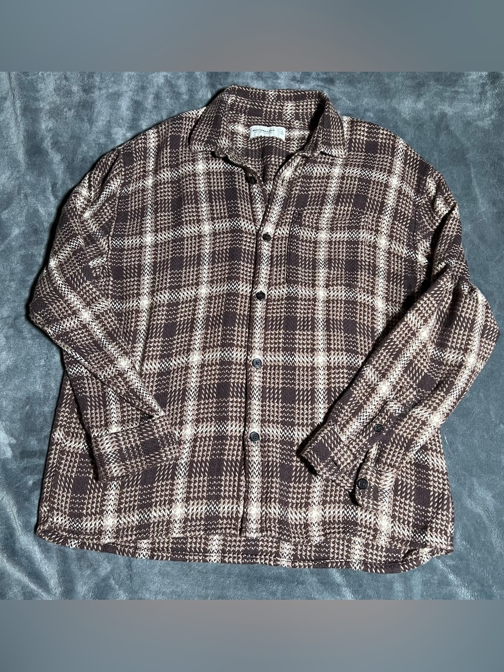 Abercrombie & Fitch Knitted Brown Plaid Men’s Soft A&F Collection Flannel XL